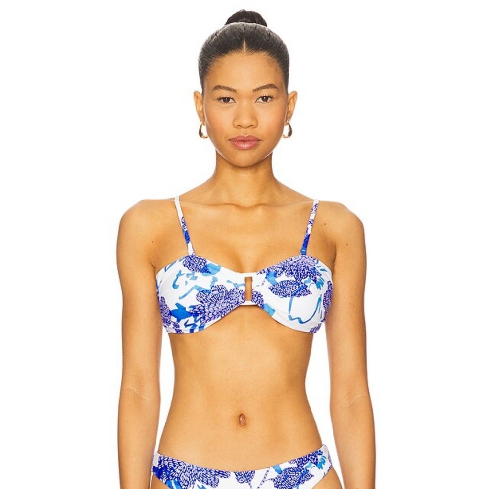 milly Floral Brushwork Bandeau Swimsuit Top NWT Sz S NWT